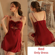 Load image into Gallery viewer, Women Lace Sleepwear Pajamas Sets Plush Sexy Night Dress Silk Robe Lingerie Bathrobe Camisolas Nightgown Lounge SleepTops Summer