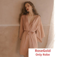 Load image into Gallery viewer, Women Lace Sleepwear Pajamas Sets Plush Sexy Night Dress Silk Robe Lingerie Bathrobe Camisolas Nightgown Lounge SleepTops Summer
