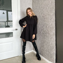 Load image into Gallery viewer, Women Lantern Sleeve Sweet Dress Casual High Waist Loose Mini Solid Color Dresses Female 2022 New Spring Fashion Party Dresses