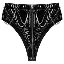 Load image into Gallery viewer, Women Latex Underwear Sexy Lingerie Female Wetlook Patent Leather Micro Bikini Briefs Zipper Crotch Metal Chain Sissy Panties
