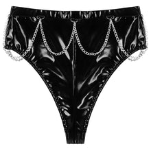 Load image into Gallery viewer, Women Latex Underwear Sexy Lingerie Female Wetlook Patent Leather Micro Bikini Briefs Zipper Crotch Metal Chain Sissy Panties