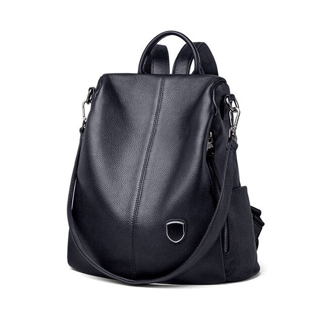 Women Leather Backpack Cowhide Genuine Leather Knapsack Colleague Girls Student School Bag  Lady Travel Packsack Shoulder Bags