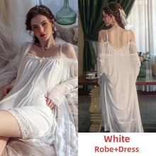 Load image into Gallery viewer, Women Leisure Pamajas Sets Silk Backless Lace Camisolas Long Robe Night Dress Sleepwear Bathrobe Lingerie Summer Nightwear 2022