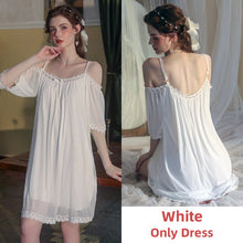 Load image into Gallery viewer, Women Leisure Pamajas Sets Silk Backless Lace Camisolas Long Robe Night Dress Sleepwear Bathrobe Lingerie Summer Nightwear 2022