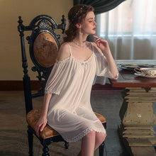 Load image into Gallery viewer, Women Leisure Pamajas Sets Silk Backless Lace Camisolas Long Robe Night Dress Sleepwear Bathrobe Lingerie Summer Nightwear 2022