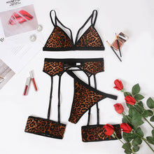 Load image into Gallery viewer, Women Leopard Sexy Lingerie Erotic Underwear Set Sexy Bra and Brief Sets Garters Underwear Sensual Lingerie Outfit