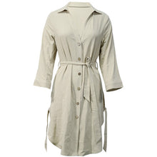 Load image into Gallery viewer, Women Long Blouses Shirts Dress Office Lady Work Dresses Casual Solid Lapel Vestidos Cotton Linen Tunic Shirt Robe Femme Dresses