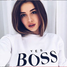 Load image into Gallery viewer, Women Long Sleeve O Neck Hoodie Boss Letter Print Sweatshirt Autumn Pullovers Sweatshirts