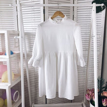 Load image into Gallery viewer, Women Loose Mini Short Dresses Sweet Ruffle Sleeve Stand Collar Dress 2021 Spring Summer New Fashion Casual Solid Color Dress