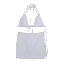 Load image into Gallery viewer, Women Low Waist 3sets Bikini Set Bandage Halter Swimwear Micro Bikinis Padded Two Pieces Swimsuit Sexy Bathing Suit