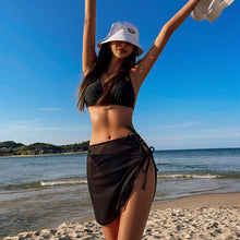 Load image into Gallery viewer, Women Low Waist 3sets Bikini Set Bandage Halter Swimwear Micro Bikinis Padded Two Pieces Swimsuit Sexy Bathing Suit