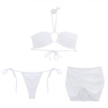 Load image into Gallery viewer, Women Low Waist Bikini Set 3sets Swimwear Korea Style Biquinis Padded Two Pieces Swimsuit Sexy Bathing Suit
