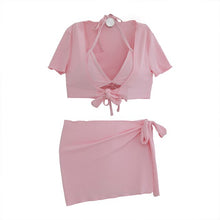 Load image into Gallery viewer, Women Low Waist Bikini Set 4sets Swimwear Korea Style Biquinis Padded Two Pieces Swimsuit Sexy Bathing Suit