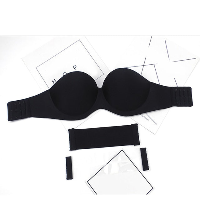 Women Magic Push Up Bra Strapless Women's Bras Underwired 1/2 Cup Back Band Dress Wedding backless invisible Bras G#