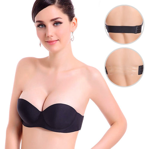 Women Magic Push Up Bra Strapless Women's Bras Underwired 1/2 Cup Back Band Dress Wedding backless invisible Bras G#