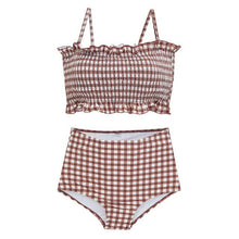 Load image into Gallery viewer, Women Mid Waist Bikini Set Bandeau Swimwear Biquinis Women Two Pieces Swimsuit Sexy Bathing Suit 2022 new