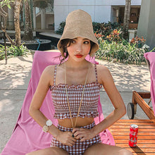 Load image into Gallery viewer, Women Mid Waist Bikini Set Bandeau Swimwear Biquinis Women Two Pieces Swimsuit Sexy Bathing Suit 2022 new