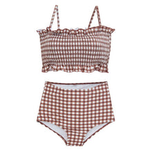 Load image into Gallery viewer, Women Mid Waist Bikini Set Bandeau Swimwear Biquinis Women Two Pieces Swimsuit Sexy Bathing Suit 2022 new