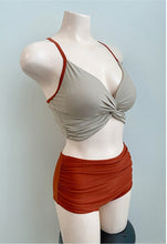 Load image into Gallery viewer, Women Mid Waist Tummy Control Bikini Set Solid Twisted Front Biquini Padded Two Pieces Swimsuit Sexy Bathing Suit Korea Style