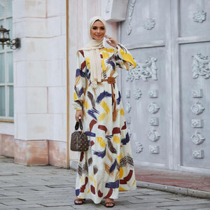 Women Muslim Long  Dress  Plus Size  Printed  Summer Refreshing  Long Skirt Abaya Robe Dubai  Kaftan  Abayas Turkish Dresses