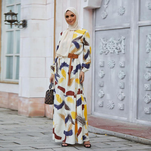 Women Muslim Long  Dress  Plus Size  Printed  Summer Refreshing  Long Skirt Abaya Robe Dubai  Kaftan  Abayas Turkish Dresses
