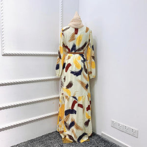 Women Muslim Long  Dress  Plus Size  Printed  Summer Refreshing  Long Skirt Abaya Robe Dubai  Kaftan  Abayas Turkish Dresses