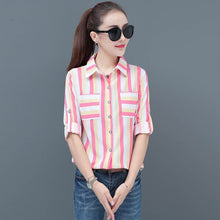 Load image into Gallery viewer, Women New Style Striped Long-sleeved Shirts Lady Casual Party Blouse