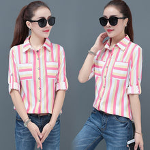 Load image into Gallery viewer, Women New Style Striped Long-sleeved Shirts Lady Casual Party Blouse