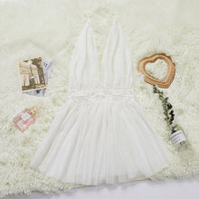 Load image into Gallery viewer, Women Night Dress  Women Camis Lace White Sexy Sleepwear Sleeveless Sashes Mesh Nightwear Ladies Black Sexy Nightgown