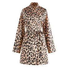 Load image into Gallery viewer, Women Night-robe Leopard Print Soft Comfortable Bathrobe Sleepwear Pajamas Homewear Cardigan Kimono Night Dress Casual Nightgown