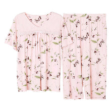Load image into Gallery viewer, Women Nightwear Loose Home Wear Summer New 2PCS Shirt&amp;Pants Home Clothes Female Flower Pajamas Set Cotton Modal Sleepwear M-XXXL