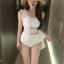 Load image into Gallery viewer, Women One Piece Bandage Swimwear Cut Out One Shoulder Beach Wear Solid Bathing Suit Bodysuit Beachwear Korea Style 2022 new