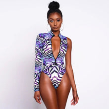 Load image into Gallery viewer, Women One Piece Swimsuit Long Sleeves Swimwear 2021 New Bodysuit Monokini Print Bathing Suits Summer Beach Wear Swimming Suit XL