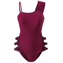 Load image into Gallery viewer, Women One Piece Swimwear Padded Bathing Suit Solid Single Shouder Monokini Bandage Swim Suit Korea Style Open Back Beachwear