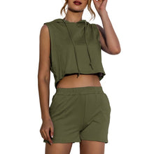 Load image into Gallery viewer, Women Outfits 2 Piece Set Summer Suits Sleeveless Hooded Tank-Top Loose Shorts with Pockets Workout Set Casual Femme Streetwear