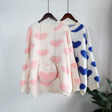 Load image into Gallery viewer, Women Oversize Sweater and Pullovers Autumn Winter O-Neck Sweet Flower Printed Elastic Jumpers Long Sleeve Pink Female Loose Str