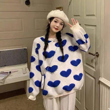 Load image into Gallery viewer, Women Oversize Sweater and Pullovers Autumn Winter O-Neck Sweet Flower Printed Elastic Jumpers Long Sleeve Pink Female Loose Str