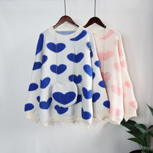 Load image into Gallery viewer, Women Oversize Sweater and Pullovers Autumn Winter O-Neck Sweet Flower Printed Elastic Jumpers Long Sleeve Pink Female Loose Str