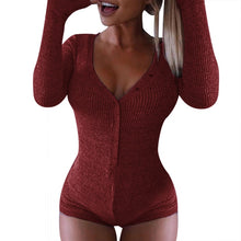 Load image into Gallery viewer, Women Pajama Sexy Polyester Onesie Ladies Sleepwear One Piece Jumpsuit Pajamas Nightwear for Adults Solid Sexy Nighties Short