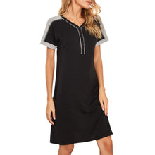 Load image into Gallery viewer, Women Pajamas Robe Femme Sexy Nightdress Splicing V Neck Short Sleeve Soft Comfortable Homewear Sleepwear Pyjama Loungwear Mujer