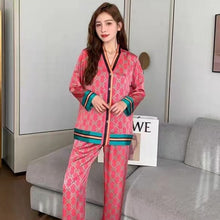 Load image into Gallery viewer, Women Pajamas for Women Silk Sleepwear Set Sleep Tops Two Piece Set Summer Satin Nightwear Letter Homewear Sexy Pjs Lingerie
