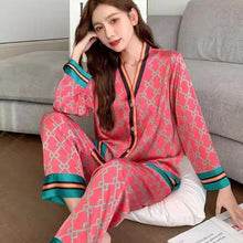 Load image into Gallery viewer, Women Pajamas for Women Silk Sleepwear Set Sleep Tops Two Piece Set Summer Satin Nightwear Letter Homewear Sexy Pjs Lingerie