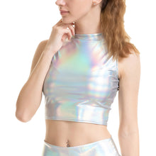 Load image into Gallery viewer, Women Pole Dance Clothing Crew Neck Clubwear Party Festival Rave Crop Top Shiny Metallic Sexy Punk Dance Costumes