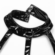 Load image into Gallery viewer, Women Pole Dance Crop Top Wet Look Patent Leather Lingerie Halter Neck Strappy Harness Backless Wire-free Bustier Bra Top