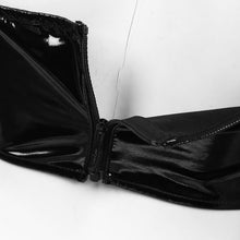 Load image into Gallery viewer, Women Pole Dance Crop Top Wet Look Patent Leather Lingerie Halter Neck Strappy Harness Backless Wire-free Bustier Bra Top