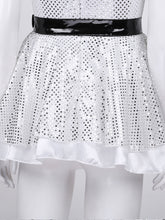 Load image into Gallery viewer, Women Princess Cosplay Party Gowns Dress Sleeveless White Shinning Dress Suit Clothes with Furry Shoulder Straps for Christmas