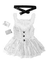 Load image into Gallery viewer, Women Princess Cosplay Party Gowns Dress Sleeveless White Shinning Dress Suit Clothes with Furry Shoulder Straps for Christmas