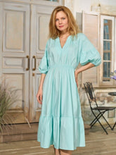 Load image into Gallery viewer, Women Puff Sleeve Ruffle Dress Vintage Elegant V Neck Party A Line Dresses Female High Waist Black Mid Length Dress 2021 Autumn