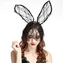 Load image into Gallery viewer, Women Rabbit Ears Sexy Lace Model Hair Band Bunny Veil Fashion Black Hair Accessories Halloween Party Mask Sex Tools