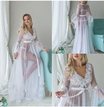 Load image into Gallery viewer, Women Robes Lace Sleepwear Babydoll See Through Ladies Floral Long Dress Sexy Clothes For Taking Pictures